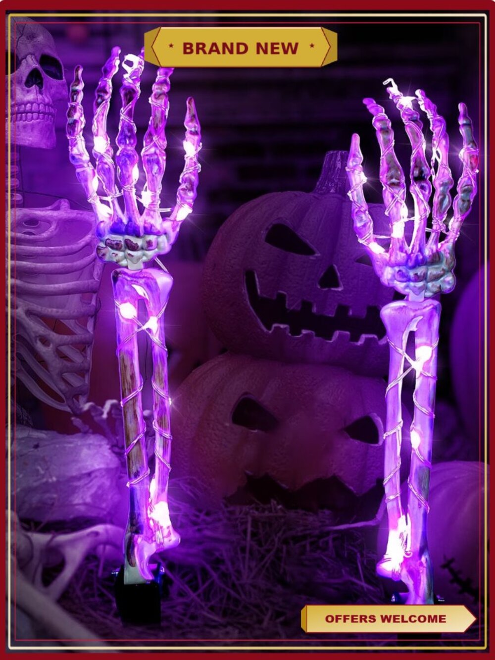 Lighted Skeleton Arm Stakes Halloween Decor Outdoor LED